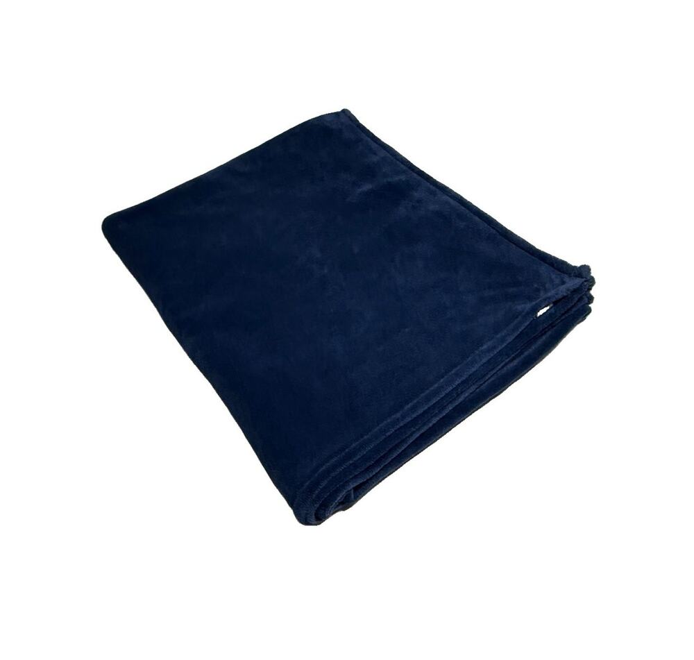 Cannon Navy Blue Fleece Blanket 94 X 62 Soft & Cozy Solid Accent Quilt Cover